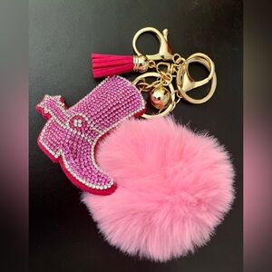 Pink bling cowgirl bag charm